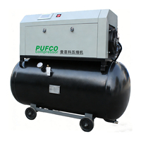 Compresseur d'air mobile silencieux compact deux-en-un à vis, 4 CV, 3,0 kW, 0,8 MPa, 0,3 m³/min, réservoir 160 L, 220 V/50 Hz monophasé, avec roues