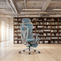 Chaise de bureau ergonomique avec soutien lombaire réglable, dossier en maille, accoudoirs 4D en PU, appui-tête en U 4D, fonction pivotante