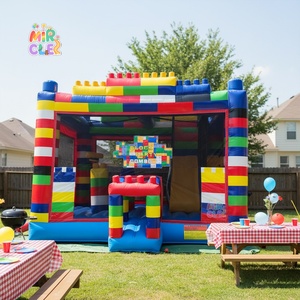 Château Gonflable Commercial Thème Blocs Construction avec Toboggan Obstacles Panier Basket à <span class=keywords><strong>Vendre</strong></span> pour Enfants - Product Image 1