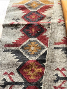 Tapis de couloir géométrique en laine et jute tissé à la main, style tribal bohème rustique, pour entrée et salon - Product Image 2