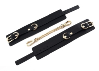 Juguetes Sexuales Exóticos SM de Alta Calidad, Talla Única, Esposas de Cuero PU Negro, Tobilleras, 100% Impermeables para Mujeres