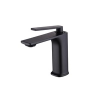 Robinet de lavabo de salle de bain haut de gamme en laiton à poignée unique, finition noir mat et or rose, pour lavabo sur comptoir