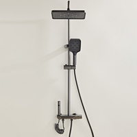 Ensemble de robinetterie de douche thermostatique à touches de piano avec affichage numérique et lumière ambiante LED, système de douche de salle de bain moderne et luxueux