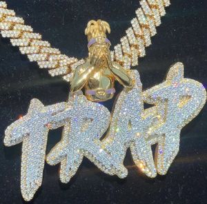 Katı <span class=keywords><strong>10K</strong></span> altın özel adı Hip Hop takı buzlu Out takı Moissanite kolye kolye - Product Image 1