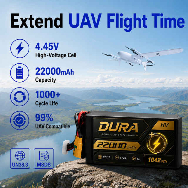 Foxtech DURA HV 5C 10C 12S 22Ah Lithium Ion Li-ion Semi Solid State UAV Drone Battery Pack for UAV Surveying Mapping