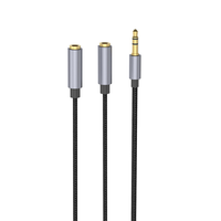 Câble Répartiteur Audio Jack Stéréo TRS 3,5 mm - 1 Entrée Mâle 2 Sorties, Gaine PVC, Conducteurs Plaqués Or pour Microphone et Ordinateur