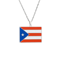 Collier souvenir de haute qualité en acier inoxydable avec pendentif drapeau national et contour de la carte de Porto Rico, plusieurs styles, cadeau tendance