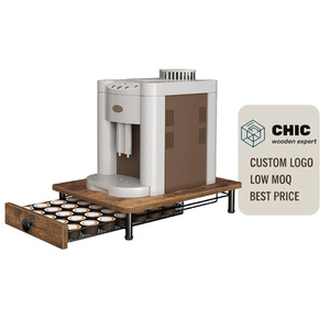 Soporte Elevador de Madera Reforzado para <span class=keywords><strong>Cafetera</strong></span> con Cajón de Almacenamiento, Organizador de Cápsulas K-Cup para Encimera, Capacidad de 50 lb, Venta al por Mayor - Product Image 1