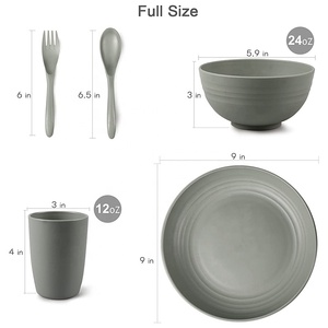 Ensembles <span class=keywords><strong>de</strong></span> vaisselle en paille <span class=keywords><strong>de</strong></span> blé-Assiettes <span class=keywords><strong>de</strong></span> couleurs assorties-<span class=keywords><strong>Coup</strong></span> incassable-Vaisselle légère Ensemble <span class=keywords><strong>de</strong></span> vaisselle - Product Image 2