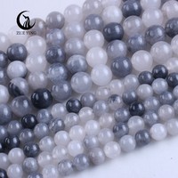 Perles de quartz gris en gros 6/8/10 mm, pierres naturelles, quartz gris, artisanat fait main, pierres précieuses en vrac pour la fabrication de bijoux