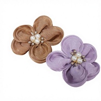 Applique en tissu en forme de fleur, ornée de perles et de strass, taille personnalisable, pour toutes les saisons, idéale pour les accessoires vestimentaires