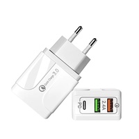 Charger HP QC3.0 Laris Manis, Dual USB, Port Pengisian Daya Tipe C, Charger Cepat, Charger Dinding untuk Smartphone