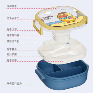 Lonchera de dibujos animados con diseño de pato, rectangular, de 3 compartimentos, hermética, portátil, apta para microondas, para estudiantes y trabajadores de oficina - Product Image 3