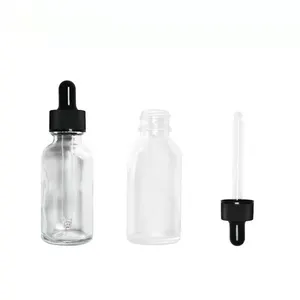 Круглая прозрачная стеклянная бутылка с пипеткой для эфирных масел, 1 унция/30 мл, 2 унции/60 мл, 4 унции/120 мл