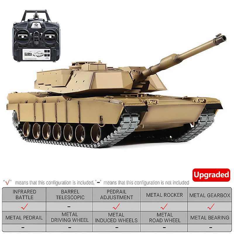 Char Tir BB 6mm Char RC HENG LONG M1A2 Abrams 1:24 Avec Fonction De Tir