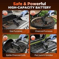 Brosse de nettoyage électrique sans fil rechargeable à 3 vitesses et couple élevé pour barbecue extérieur, tête de brosse en acier inoxydable, alimentation USB, lumière LED
