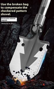 Mini Folding Survival Shovel <b>Saw</b> Edge Tactical Design 8in Blade Black <b>Plastic</b> Handle Portable Outdoor Gear Warranty Included - Product Image 6