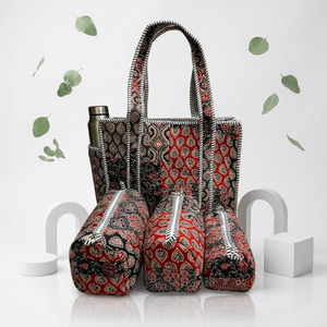 Sac en coton matelassé style vintage à imprimé floral, fermeture éclair, léger, facile à transporter, ensemble de 3 pochettes utilitaires, prêt pour le voyage - Product Image 5
