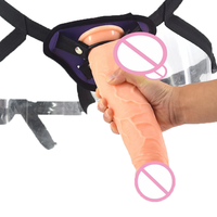 FAAK-pene grueso de juguete sexual para hombre, juguete sexual de 19cm con correa para cinturón, consolador con cinturón