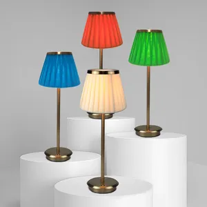 Customizable Lampshade Fabric Cordless Dinning Table Light Led Rechargeable Table Lamp Dimmable Table Lamps