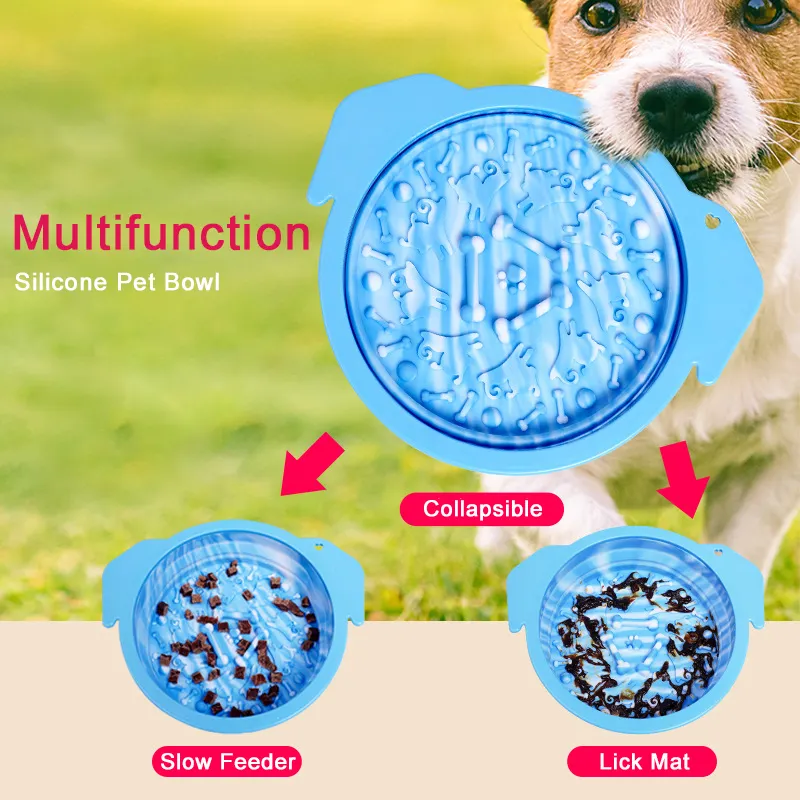 Toptan özel silikon katlanabilir Pet yalamak Mat Pad gıda su yavaş besleyici köpek maması kaseleri küçük orta