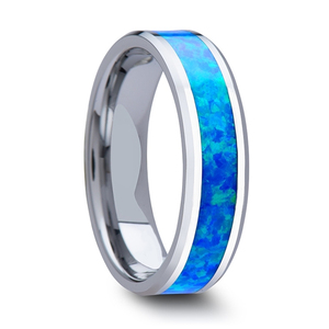 Wholesale Classic Tungsten Carbide <strong>Ring</strong> <strong>Blue</strong> <strong>Opal</strong> Inlay Engagement <strong>Ring</strong> Model TG0050 for Unisex Wedding &amp; Gift - Product Image 2