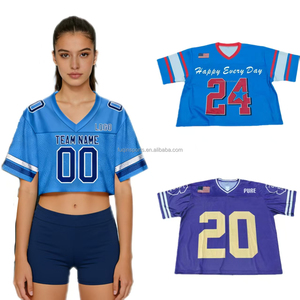 Camisetas Cortas Transpirables de Malla Personalizadas FQ para Niñas, Camiseta Deportiva Corta Estilo Jersey de Fútbol Americano con Diseño de la <span class=keywords><strong>Bandera</strong></span> de EE. UU. para Mujeres - Product Image 1