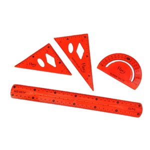Cung Cấp Trực Tiếp-Bốn Mảnh Bộ 30Cm Màu Mềm Nhựa Thẳng Cai Trị Và 2 Tam Giác Thước Đo Công Cụ - Product Image 5