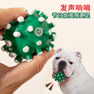 Nuevo producto transfronterizo: Juguete para perros con forma de pincho en colores navideños, 7 cm, juguete para mascotas para limpieza dental, hecho de vinilo suave. - Product Image 5