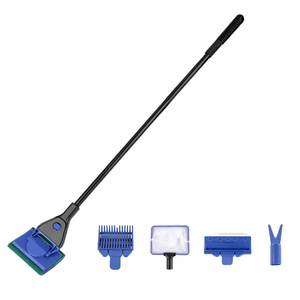 Kit de nettoyage d'aquarium écologique en plastique 5 pièces/ensemble : filet à poissons, râteau à gravier, grattoir à algues, fourchette, éponge, brosse pour verre aquatique - Product Image 1