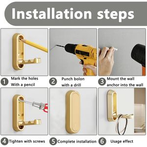 Modern Metal katlanır giysi askısı Metal depolama gizli duvar asılı ev kanca kapı katlama gizli ev kanca - Product Image 6