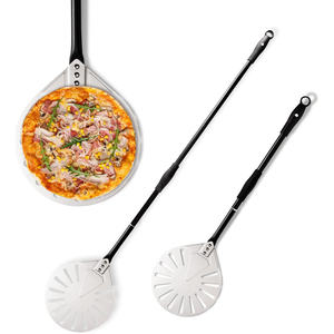 Pelle à pizza en métal personnalisable de 12-14-16 pouces, acier inoxydable ou aluminium perforé, avec manche détachable - Product Image 1