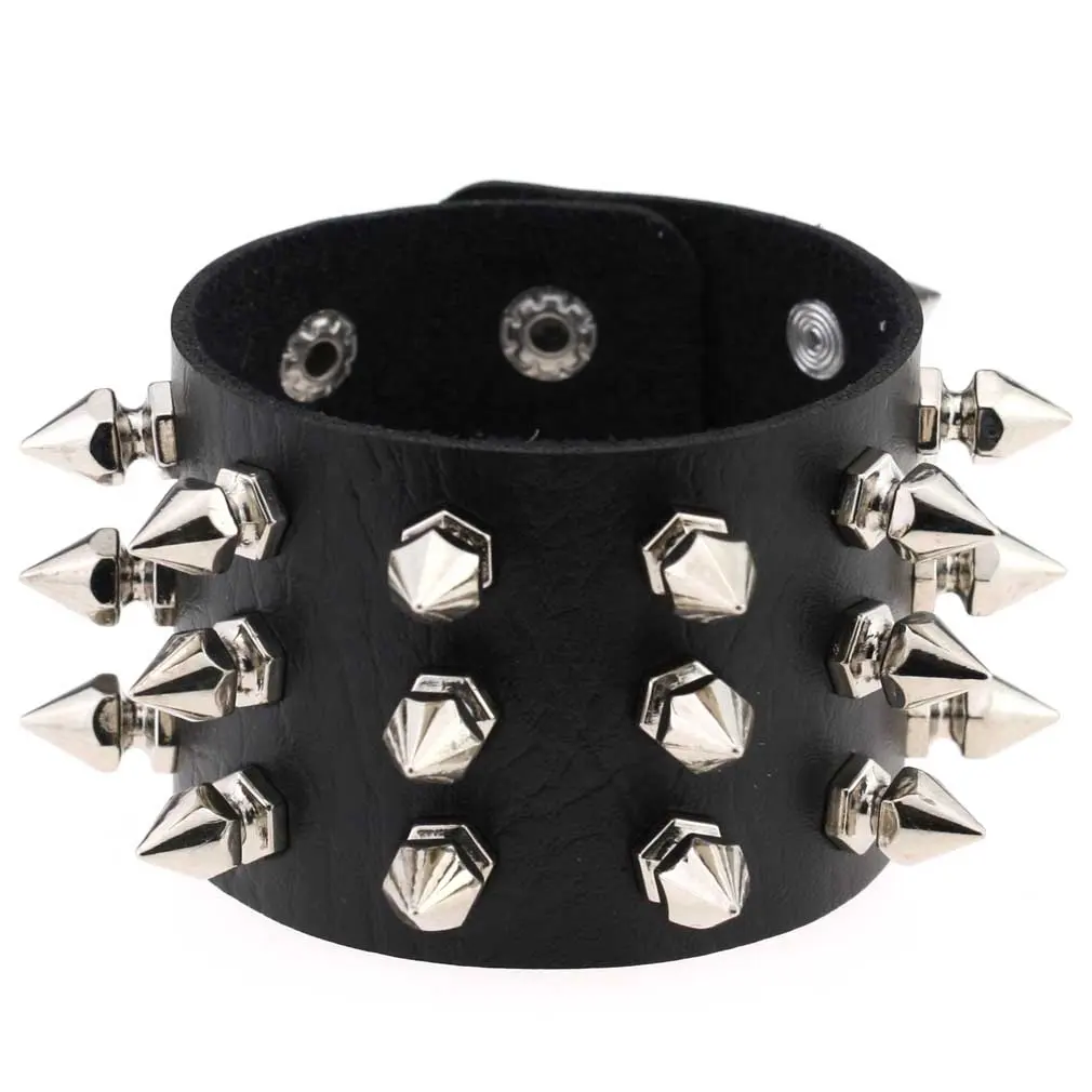 Damen Herren Spitzen Rivetten-Armband Armband Kunstleder Goth Punk Rock-Armband Punk-Zubehör Band Plattiert