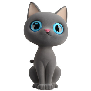 ตุ๊กตาแมวสีเทาขนฟูน่ารัก ของตกแต่งบ้าน ของขวัญตั้งโต๊ะ - Product Image 5
