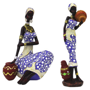 Figurine da donna in resina Figurine di personaggi in resina da donna nera africana personalizzata per la decorazione domestica - Product Image 5