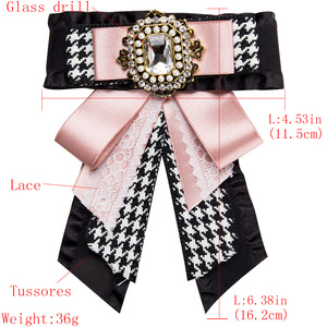 Jachon Fashion perle multicouche gros grain dentelle nœud broche strass diamant nœud de cou nœud papillon nœud papillon pour filles - Product Image 5
