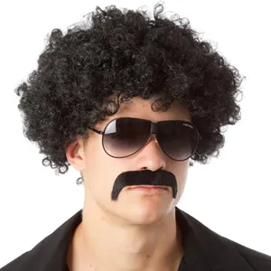 70'S Fro & Mo Set - (Black) Borat Party Afro Costume Wig & Moustache - By Allaura