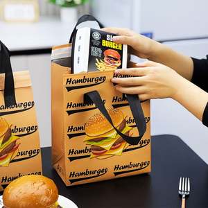 Sac isotherme réutilisable en non-tissé avec logo personnalisé, grand format, imprimé, en ripstop, avec feuille d'aluminium, pour la livraison de hamburgers, sac à déjeuner - Product Image 3