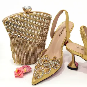 Matching lady handbag shoes and bags set women heels sets purse lace-up for wedding shoes to match bag set women party shoes
