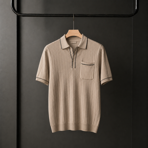 Polos de Golf Personalizados de Punto para Hombre, Estilo Old Money, Manga Corta Acanalada, Ribete en Contraste, Bolsillo en el Pecho, Marca Privada OEM ODM - Product Image 6