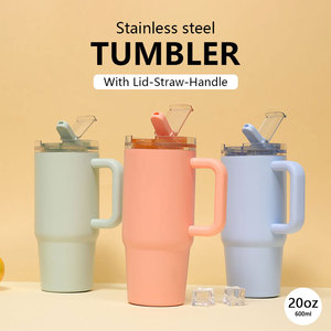 2026 Luxury 20oz Tumbler with Handle Wholesale Custom Logo Stainless Steel Vacuum Insulated Travel Mug Car <b>Coffee</b> Cup with Straw - Product Image 3