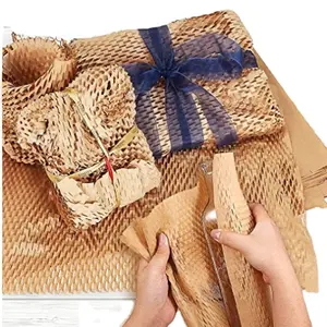 Protective Honeycomb Cushion Wrapping Paper Rolls Eco-Friendly Kraft Packaging Paper for Gift Moving Packing