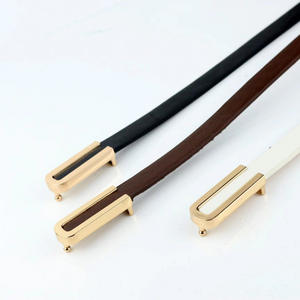 Cinturón Delgado de Cuero Genuino Tiyo para Mujer, Hebilla Rectangular, Color Negro, Café, Caramelo, de Una Sola Tira, Impermeable, Casual, para Exteriores - Product Image 2