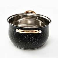 Set Peralatan Masak Anti Lengket 12 Buah, Panci dan Wajan 12pcs, Stainless Steel Premium dengan Gagang Emas untuk Kompor Induksi