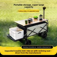 Chariot de pique-nique pliable BTYP TC-11 en métal pour le camping en plein air, chariot portable pour véhicule, petite remorque avec roues pivotantes