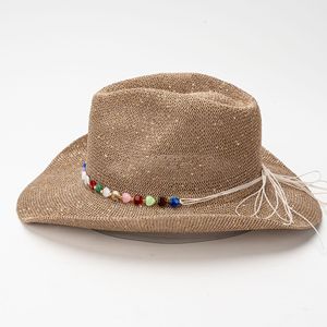 Chapeau de paille <span class=keywords><strong>Panama</strong></span> bohème pour femme avec large bord incurvé – Protection solaire tendance pour les voyages en extérieur, la plage et <span class=keywords><strong>le</strong></span> quotidien - Product Image 3