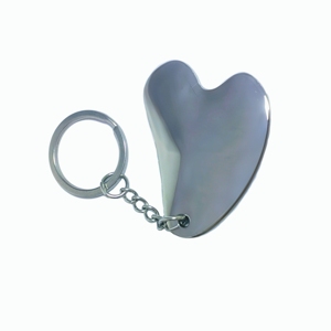 Outil Gua Sha personnalisé en alliage de zinc, masseur en métal argenté avec porte-clés pour une utilisation portable - Product Image 6
