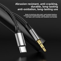 Câble de conversion audio Type-C vers 3,5 mm pour casques de voiture, boîtier audio AUX pour voiture, gaine en PVC, blindage tressé, adaptateur audio pour écouteurs