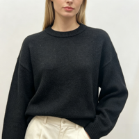 Pull en maille fine noir surdimensionné décontracté à manches longues, qualité supérieure, personnalisable, OEM & ODM, collection automne