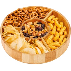 Ensemble de plateaux à apéritifs en bois avec coupelle à sauce pour salsa, guacamole, nachos, légumes, tacos, chips, snacks et plus - Product Image 2